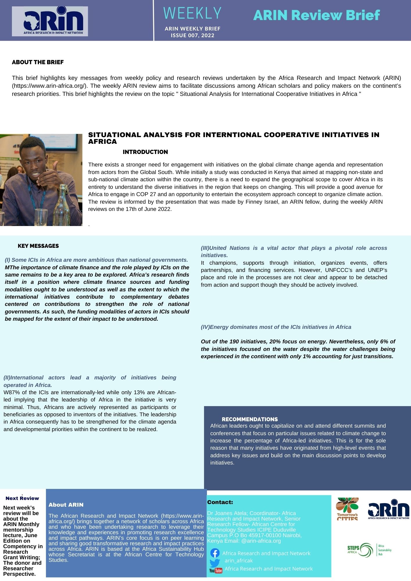Situational Analysis For International Cooperatives Initiatives In Africa